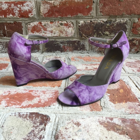Prada Purple Tie Dye Wedges 38.5 - Picture 1 of 7